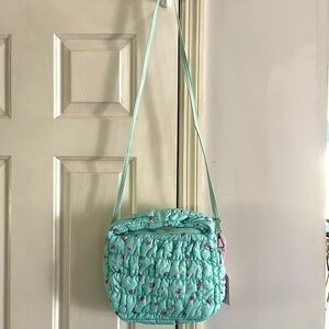 OMG Aqua Cherry 🍒 Print Quilted Bag